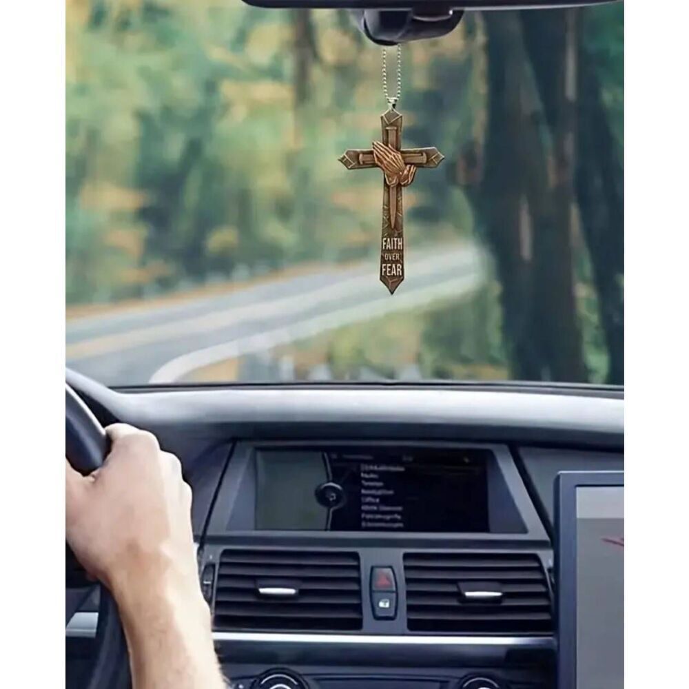 Cross Prayer Car Mirror Ornament - Brand New
